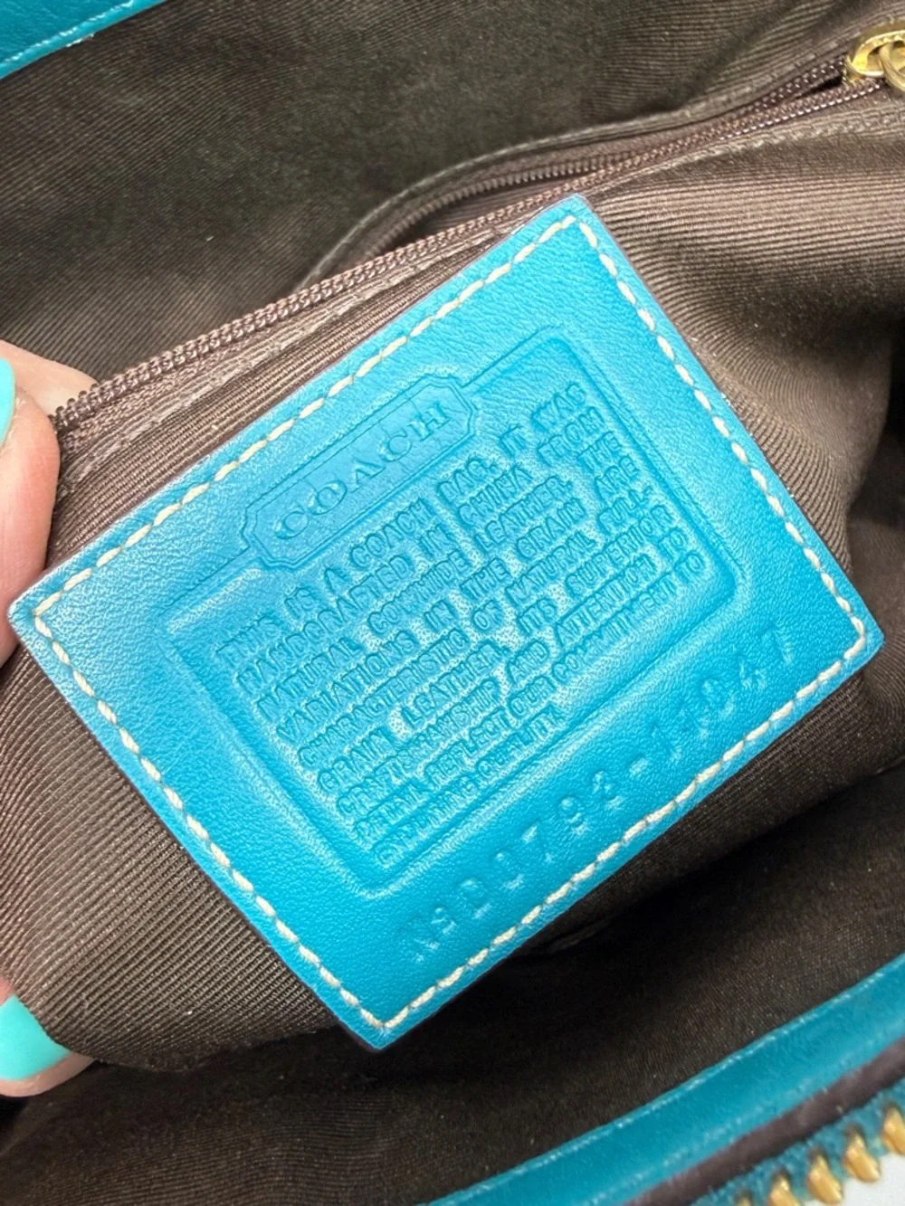 Coach Hampton Carry All Leather Satchel Handbag Turquoise Blue 11047-April 2007